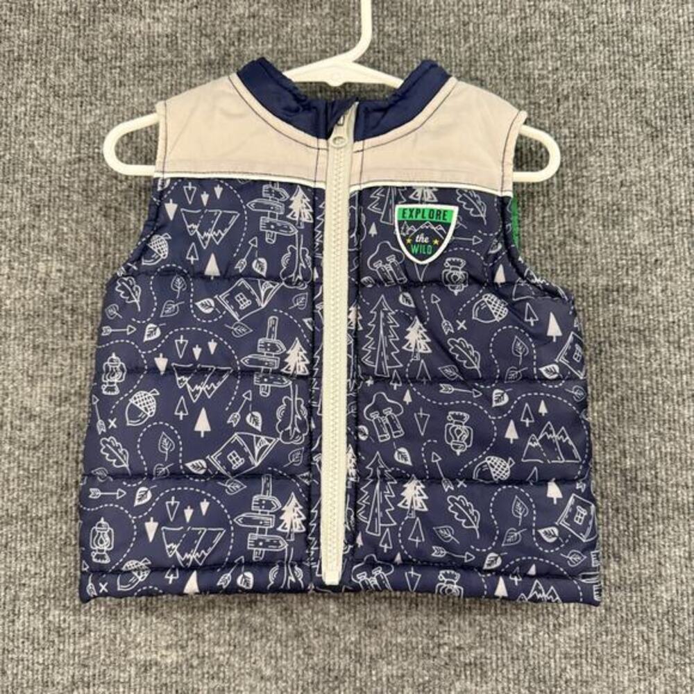 Healthtex Baby Puffer Vest Size 18 Months Navy Gray Outdoor Sleeveless Jacket